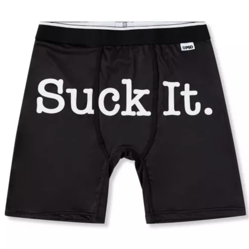 PSD Men's Black Boxer Briefs with Bold Text